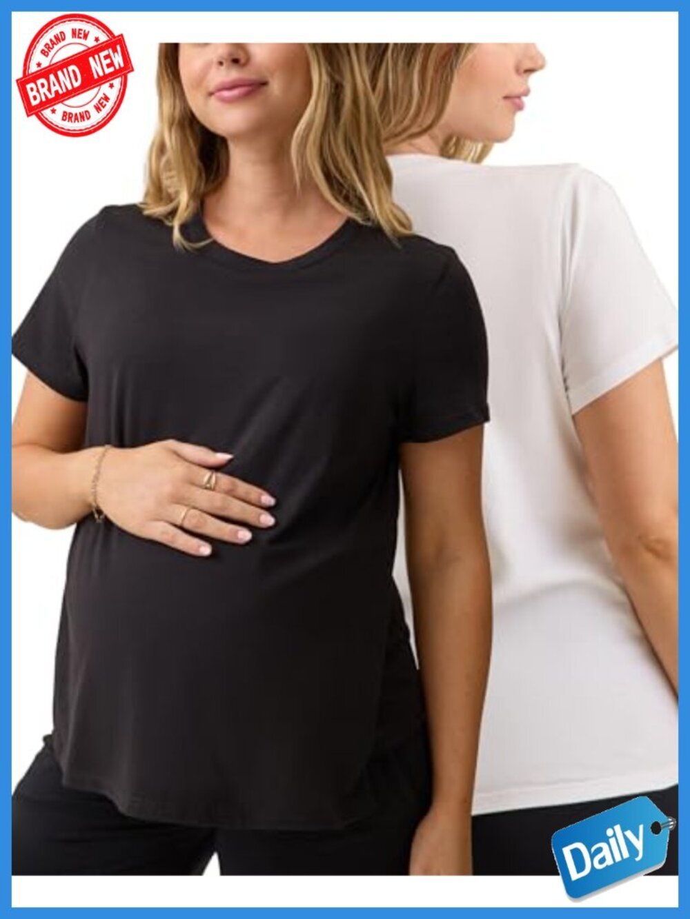 Nursing Tee 2 Pack 100% Cotton Breastfeeding Shirt Hidden Openings Maternity